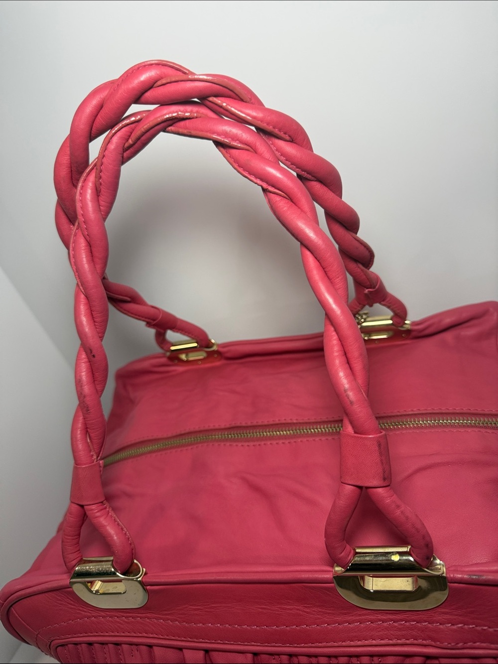 Bally Pink Leather Weekender Satchel Bag - Picture 6 of 16